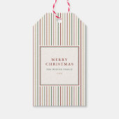 Elegante kerst  strepen cadeaulabel (Voorkant)