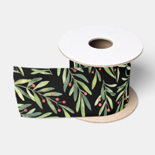 Elegante kerst takken en bessen zwart lint