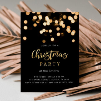 Elegante kerst uitnodiging zwart en goud