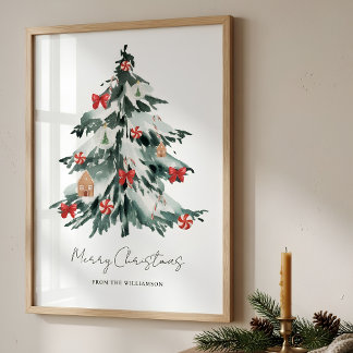 Elegante Kerst Watercolor Kerstboom Poster