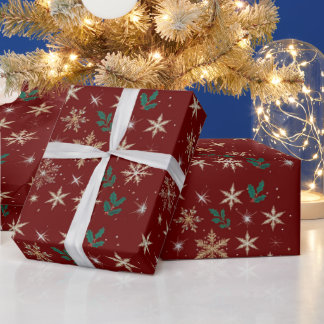 Elegante Kerst Waterverf Rood Donker Cadeaupapier