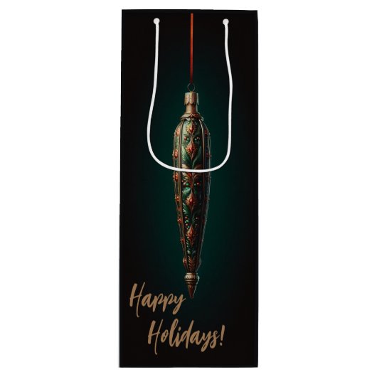 Elegante kerst wijn geschenk tas cadeautas (Voorkant)