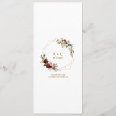 Elegante kerst winter bruiloft bordeaux goud menu (Achterkant)