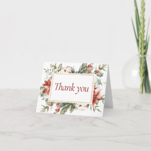 Elegante Kerst Winter Rood Gouden Bruiloftsdouche Bedankkaart