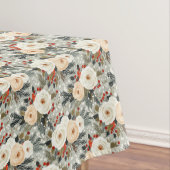 Elegante Kerst Witte Rozen & Rode Winter Berry Tafelkleed (Voorbeeld)