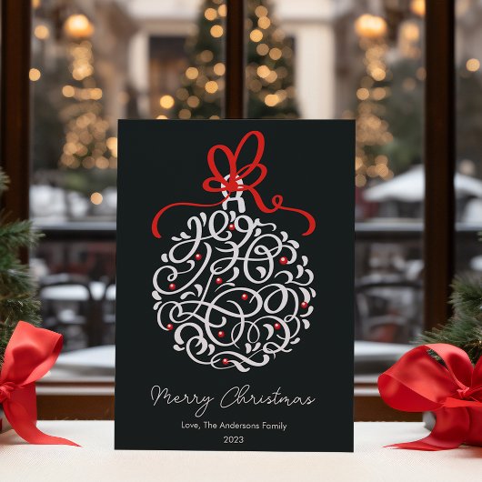 Elegante Kerstbal Plat Feestdagenkaart