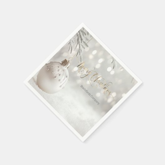 Elegante kerstbal witte bokeh servet (Hoek)