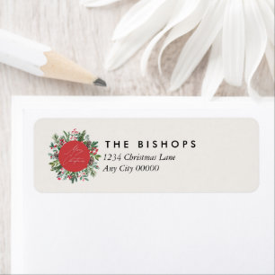 Elegante kerstbladeren van gebladerte etiket