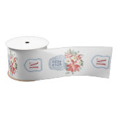 Elegante Kerstbloemen Chinoiserie Monogrammed Lint (Spoel)