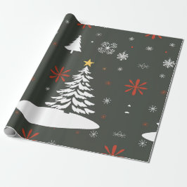 Elegante kerstbomen en sneeuwvlokken cadeaupapier