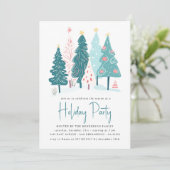 Elegante kerstbomen tekenen vakantiefeest kaart (Staand voorkant)