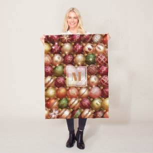 Elegante kerstboom ballen fleece deken