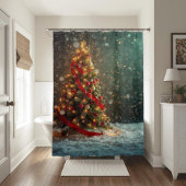 Elegante Kerstboom Douchegordijn
