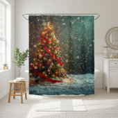 Elegante Kerstboom Douchegordijn