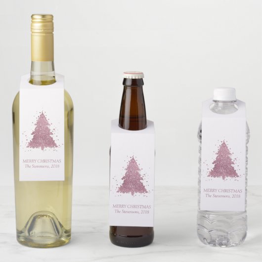 Elegante kerstboom | Dusty Mauve Pink Custom Flessenhanger (In situ)