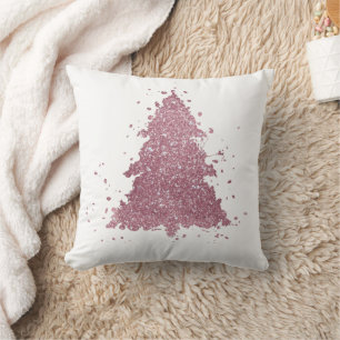 Elegante kerstboom Dusty Mauve Pink Splatter Kussen