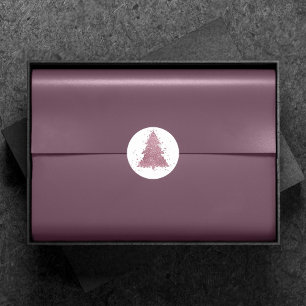 Elegante kerstboom Dusty Mauve Pink Splatter Ronde Sticker