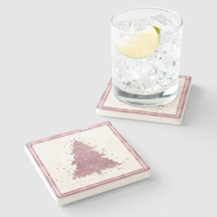 Elegante kerstboom   Dusty Mauve Pink Splatter Stenen Onderzetter