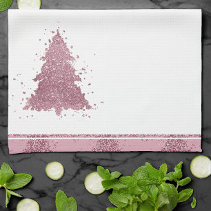 Elegante kerstboom   Dusty Mauve Pink Splatter Theedoek