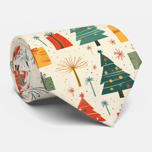 Elegante Kerstboom en Cadeaupatroon Stropdas