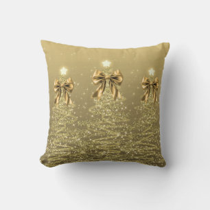 Elegante Kerstboom Glanzende Bomen Gouden Nep Boog Kussen
