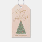 Elegante Kerstboom in Mid Century-stijl voor de Fe Cadeaulabel (Voorkant)