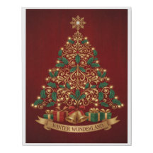 Elegante kerstboom kunstprint - Luxe goud