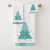 Elegante kerstboom | Luxe Aqua Mint Splatter Bad Handdoek (Insitu)