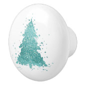 Elegante kerstboom | Luxe Aqua Mint Splatter Keramische Knop (Rechts)
