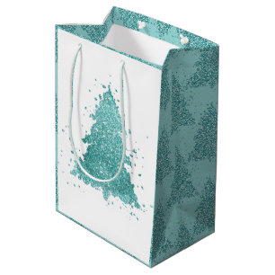 Elegante kerstboom Luxe Aqua Mint Splatter Medium Cadeauzakje