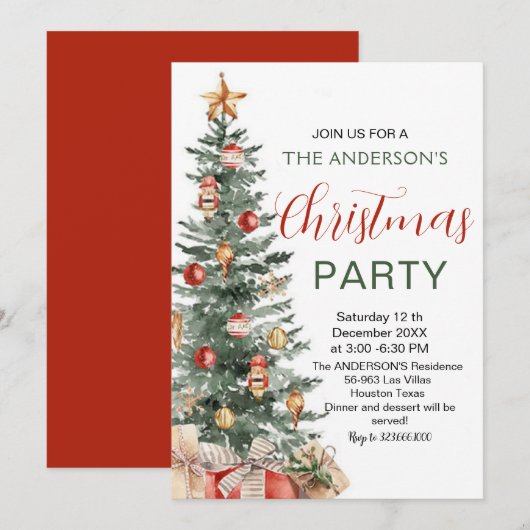 Elegante Kerstboom Moderne Partij Kaart (Voorkant / Achterkant)
