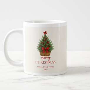 Elegante Kerstboom – Rode Lint Extra Grote Beker