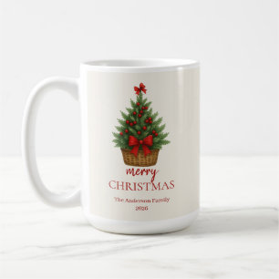 Elegante Kerstboom – Rode Lint Koffiemok