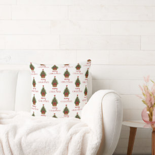 Elegante Kerstboom – Rode Lint  Kussen