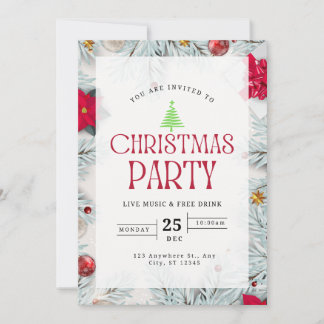 Elegante Kerstboom Rood & wit Party I Kaart