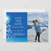 Elegante Kerstboom Sparkle Blue Save The Date (Voorkant)