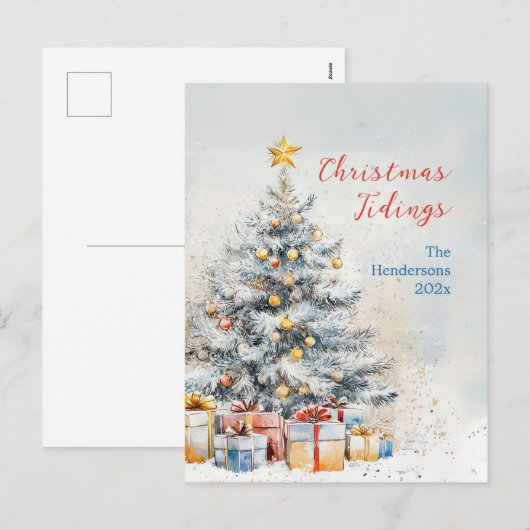 Elegante Kerstboom Vintage Ansichtkaart Feestdagenkaart (Voorkant / Achterkant)