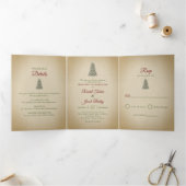Elegante Kerstboom Winter Bruiloft Drieluik Uitnodiging (Binnen)