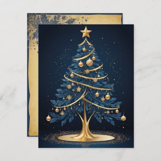 Elegante kerstboomkaars en cadeau Kaart (Voorkant / Achterkant)