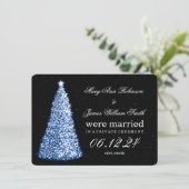 Elegante kerstbruiloft in het blauw feestdagenkaart (Staand voorkant)