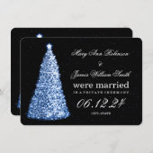 Elegante kerstbruiloft in het blauw feestdagenkaart (Voorkant / Achterkant)