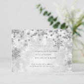 Elegante Kerstbruiloft RSVP Sparkle Silver Kaartje (Staand voorkant)