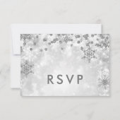 Elegante Kerstbruiloft RSVP Sparkle Silver Kaartje (Achterkant)