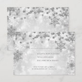 Elegante Kerstbruiloft RSVP Sparkle Silver Kaartje (Voorkant / Achterkant)