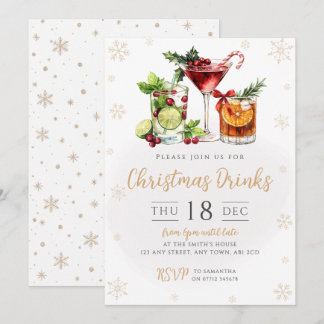 Elegante kerstcocktailparty-uitnodiging kaart