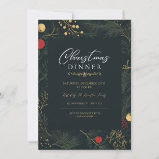 Elegante kerstdiner uitnodiging vieren