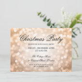 Elegante kerstfeest koperen glitter lichten kaart (Staand voorkant)