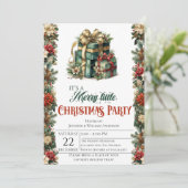 Elegante kerstfeest uitnodiging met geschenkdozen (Staand voorkant)