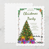 Elegante Kerstfeest Uitnodiging met Golf_rand (Voorkant / Achterkant)