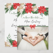Elegante kerstfoto Huwelijksaankondiging Bespaar d Kaart (Voorkant / Achterkant)